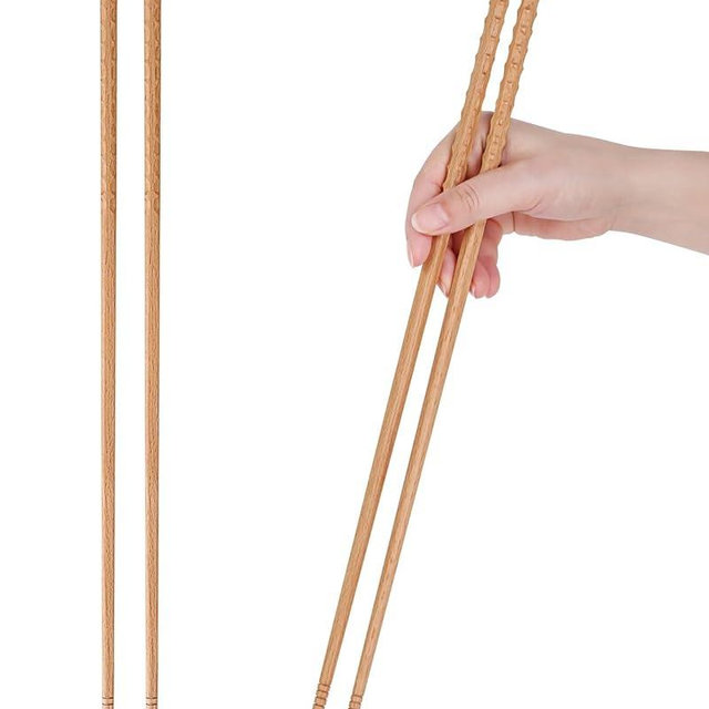 Donxote 16.5 inches Cooking Chopsticks, 2 Pairs Extra Long Anti-Slip Chopstick, Reusable for Noodles Frying Hotpot Wooden Kitchen Chop Sticks