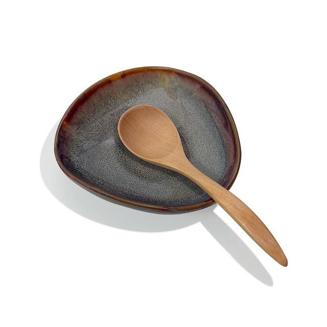 Joyfulhive Farmhouse Ceramic Spoon Rests Holder,Coffee Spoon Holder,Cooking Utensil,Ladles, Tong for Kitchen Counter Stove Top (Caramel Brown)