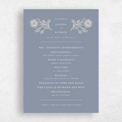 Periwinkle Gray, Grey Wedding Program - Desrosiers