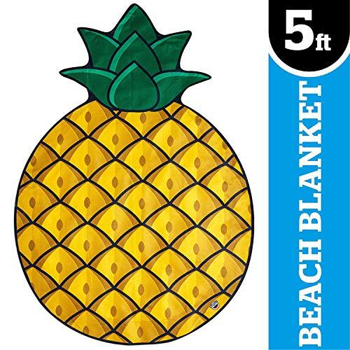 BigMouth Inc. Gigantic Pineapple Beach Blanket – Fun, 5’ Wide Beach Blanket Perfect for the Beach, Pool, Lake and More, Machine Washable