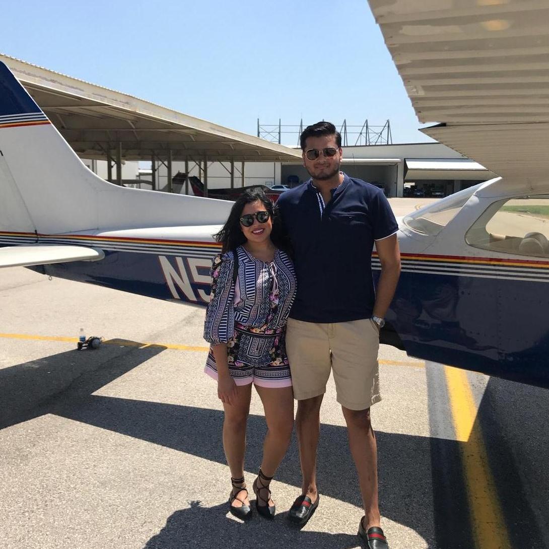 Our first date in Dallas when Rishi flew a plane
