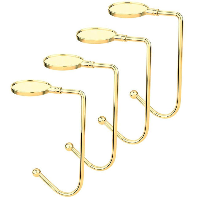 Komotu Christmas Stocking Holder for Mantle - 4 Pack Non-Slip Stocking Mantel Holders Hooks Hanger for Christmas Xmas Fireplace and Party Decoration (Gold)