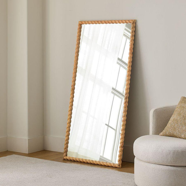 Newport Floor Mirror, 32"X66", Light Wood