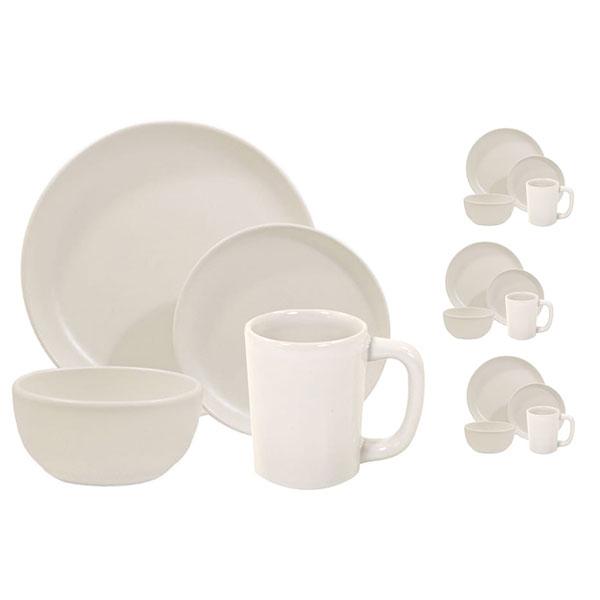 Ceramic 16 Piece Dinnerware Set | Matte White