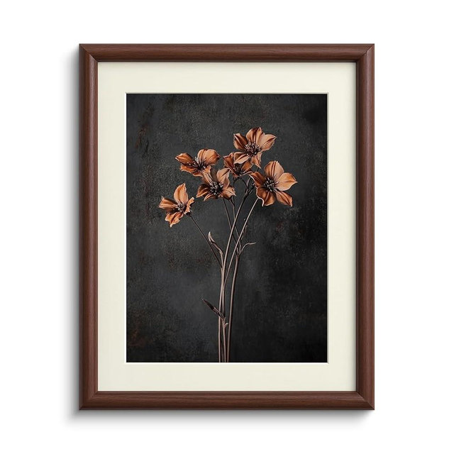 InSimSea Brown Framed Canvas Wall Art, Bedroom Small Vintage Art,11x14in, Retro Dried Floral Paintings Prints, Country Moody Shelf Decor for Living Dining Room Hallway, Anti-dust(with acrylic panel)