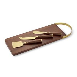 Gold & Wood Cheese Set