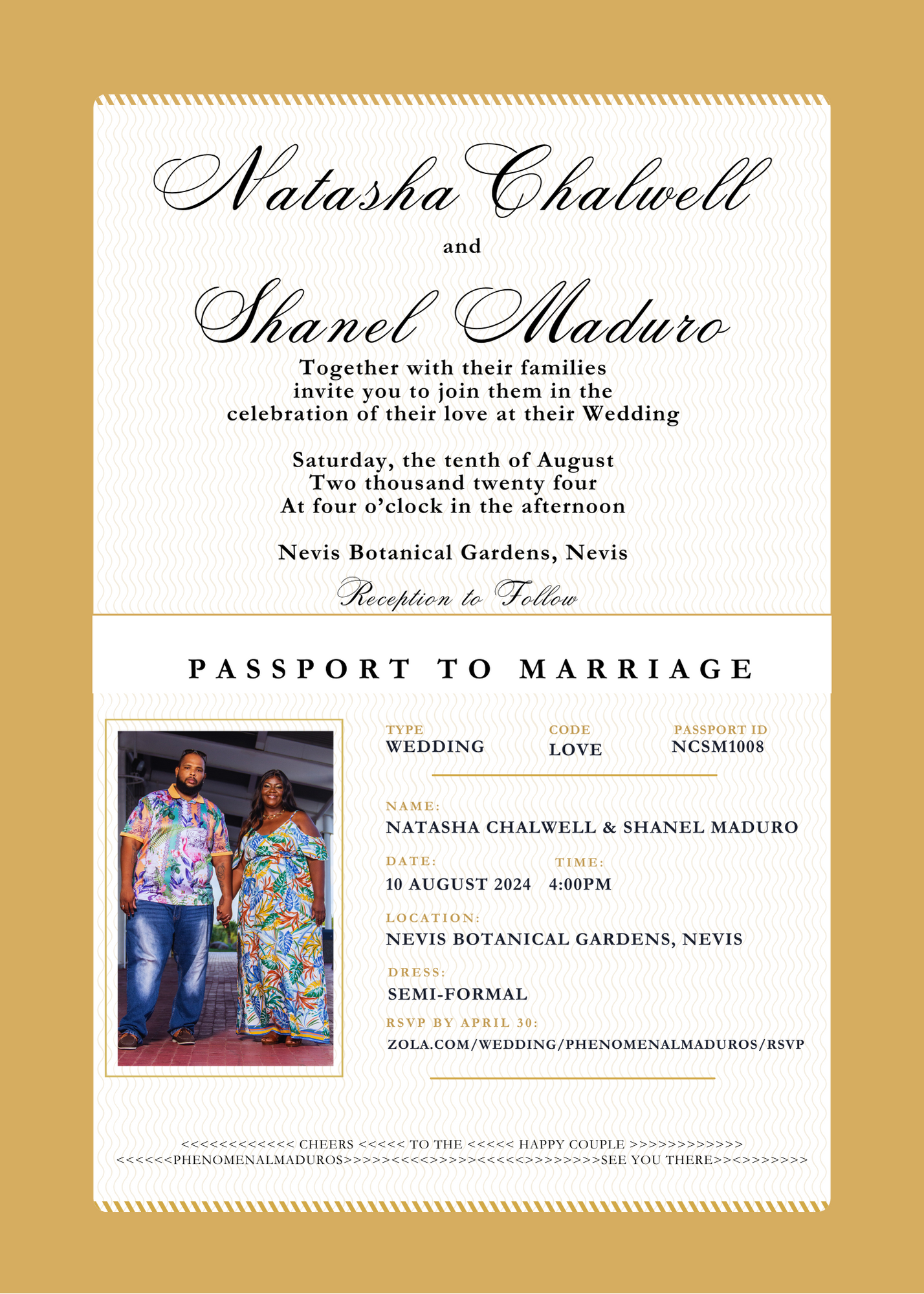 The Wedding Website of Natasha Chalwell and Shanel Maduro