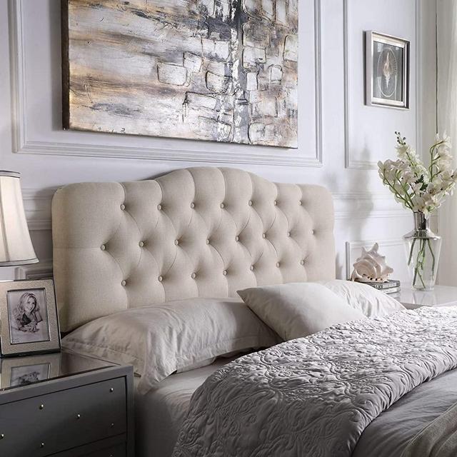 Rosevera Givanna Upholstered Panel Headboard, King, Beige