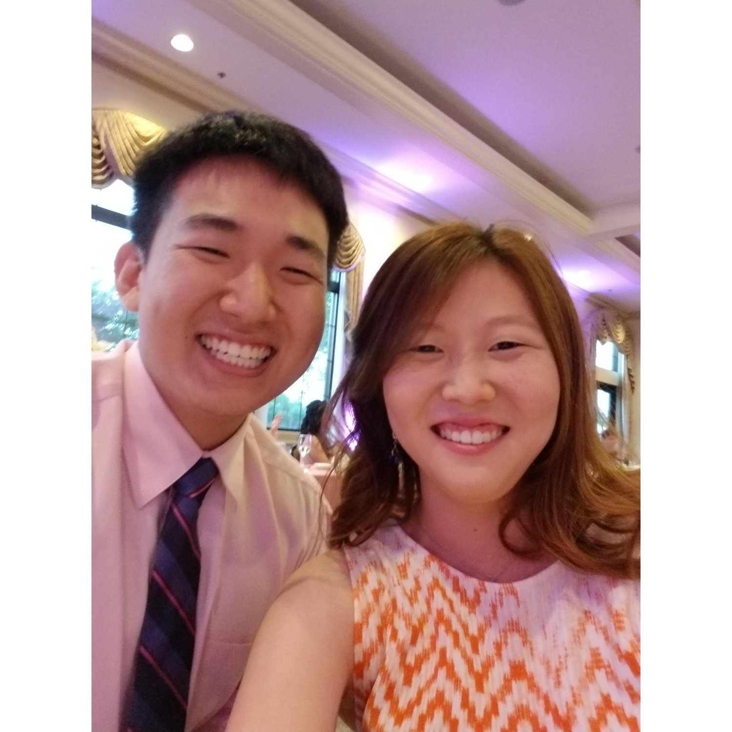 At Heather Na's wedding. Shout out to her for playing the "bridge" for us to start dating.