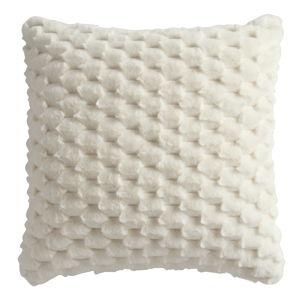 Plush Diamond Sculpted Throw Pillow (White) - World Market