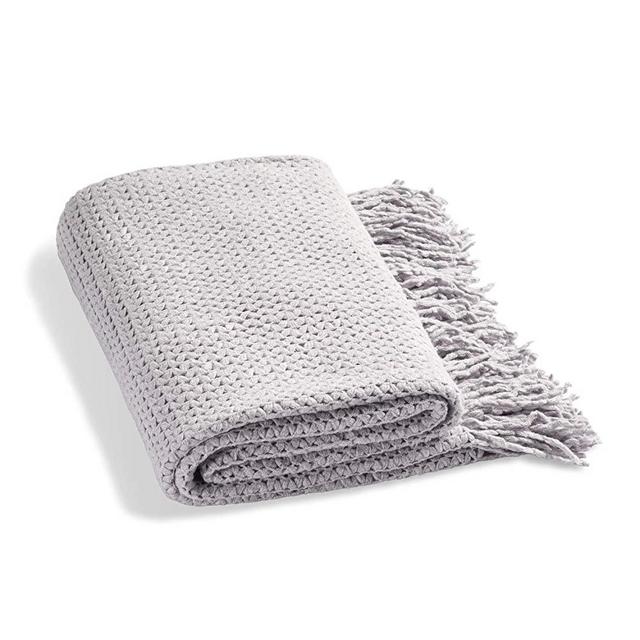 Bedsure Knitted Throw Blanket Lightweight Acrylic Woven Blanket with Tassels for Couch Home Décor Soft and Cozy Blanket for Indoor & Outdoor
