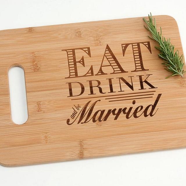 Eat Drink and Be Married Engraved Wood Cutting Board for Wedding Engagement Gift for Bride Groom charcuterie butter board