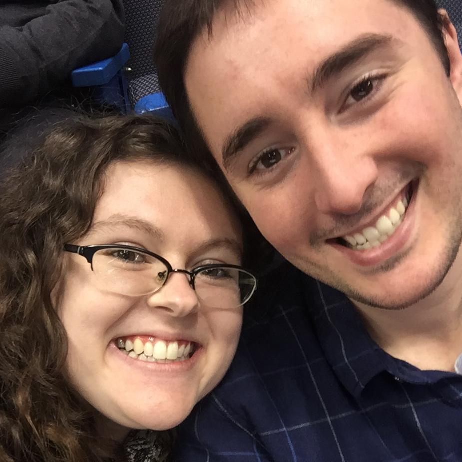 Our very first photo (and hockey game) together, December 2015!