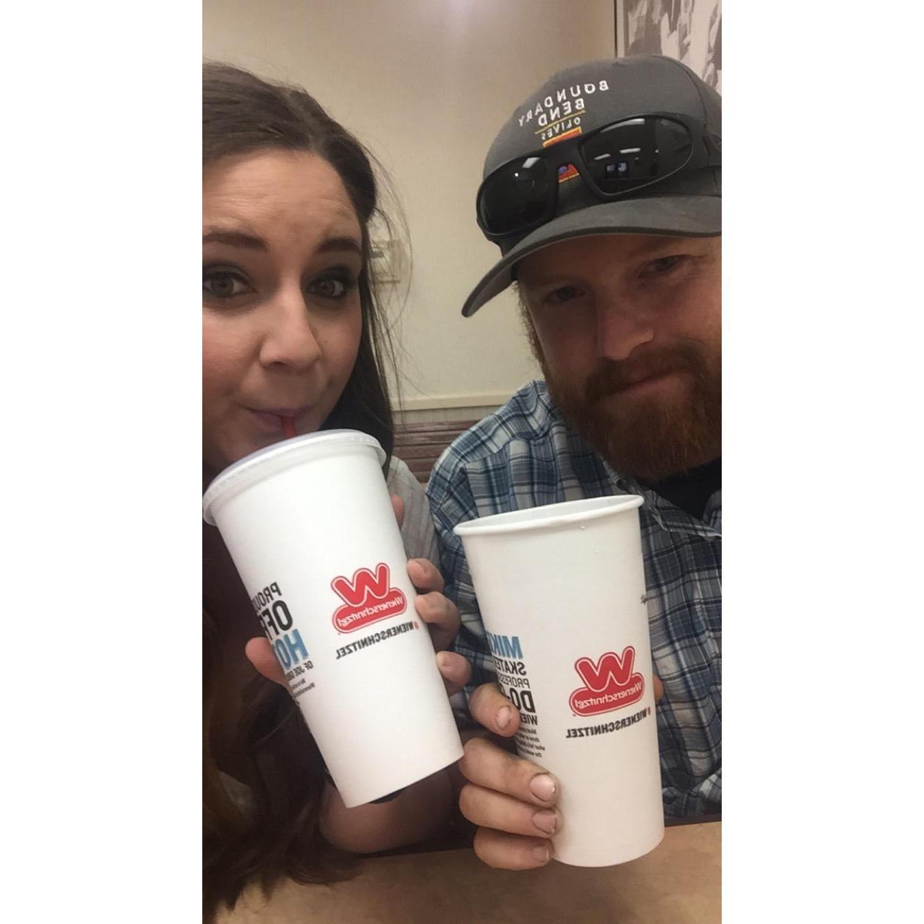 Our annual Valentine's Day trip to Wienerschnitzel