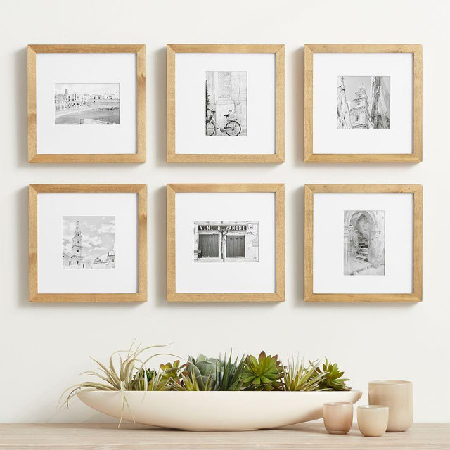 Wood Gallery Frame, 10"x10" Overall (4"x6", 5"x5" Opening) - Natural