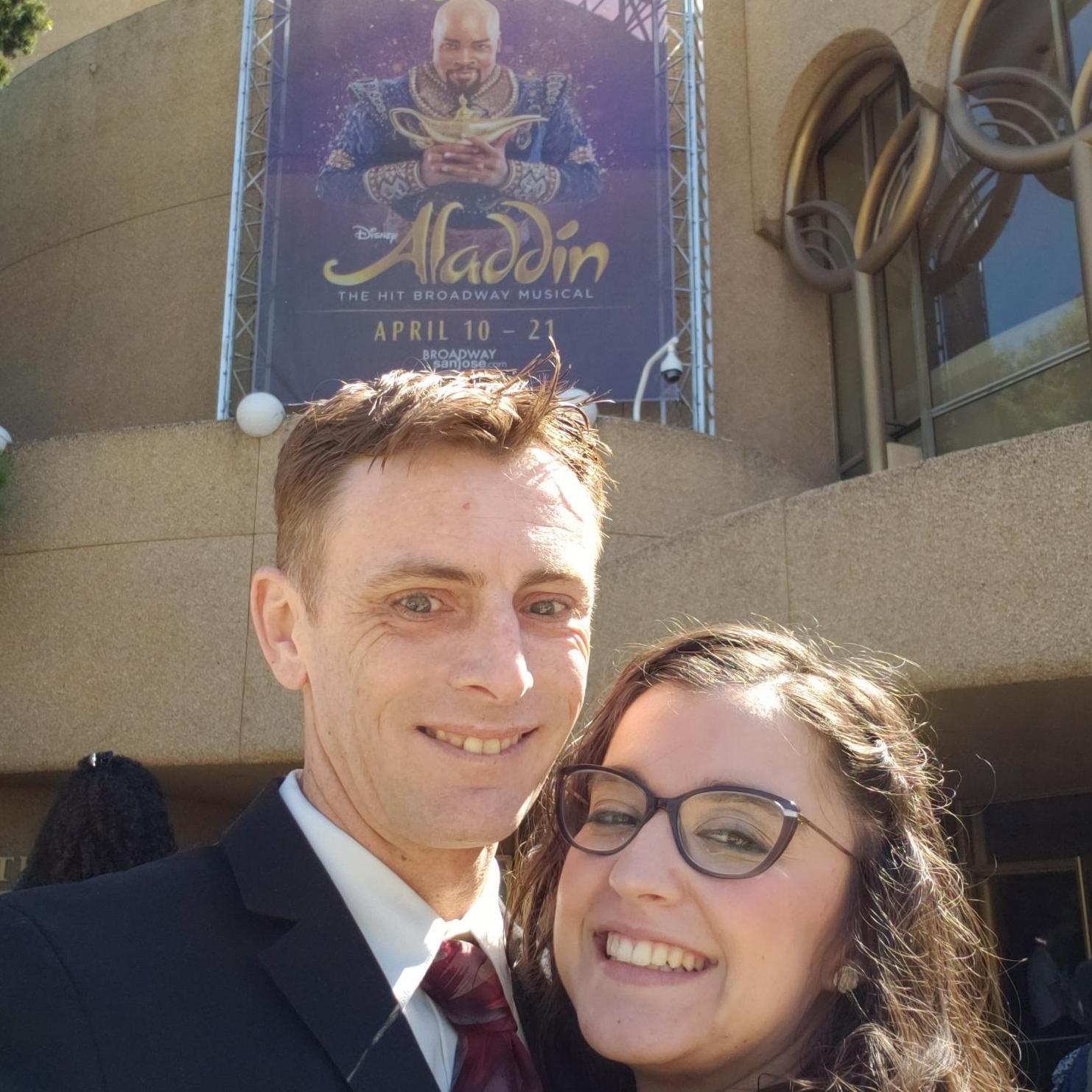 Us having fun going to see the Broadway show Aladin!