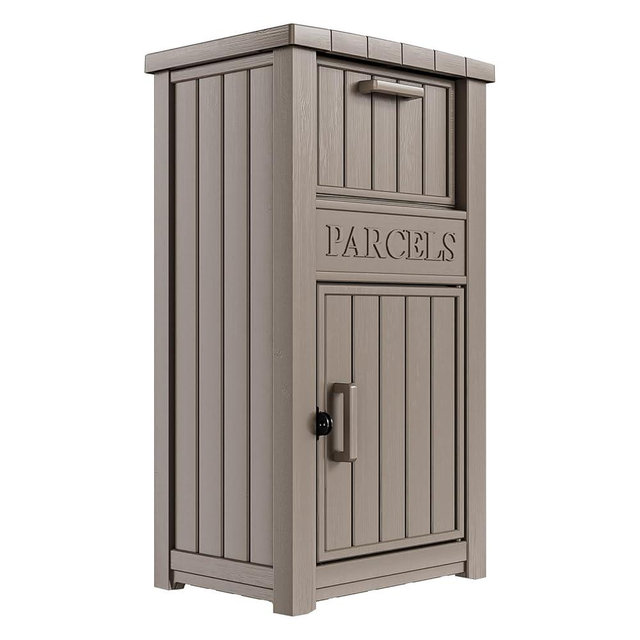MAIUSCOLI Package Delivery Box for Outside, Large Parcel Drop Box with Lockable Secure, Waterproof and Anti-Theft Storage for Porch, Curbside, House (Light Brown)