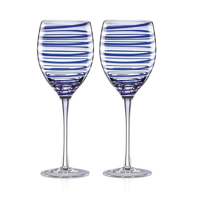 Kate Spade Charlotte Street 2-Piece Wine Glass Set, 1.20 LB, Blue