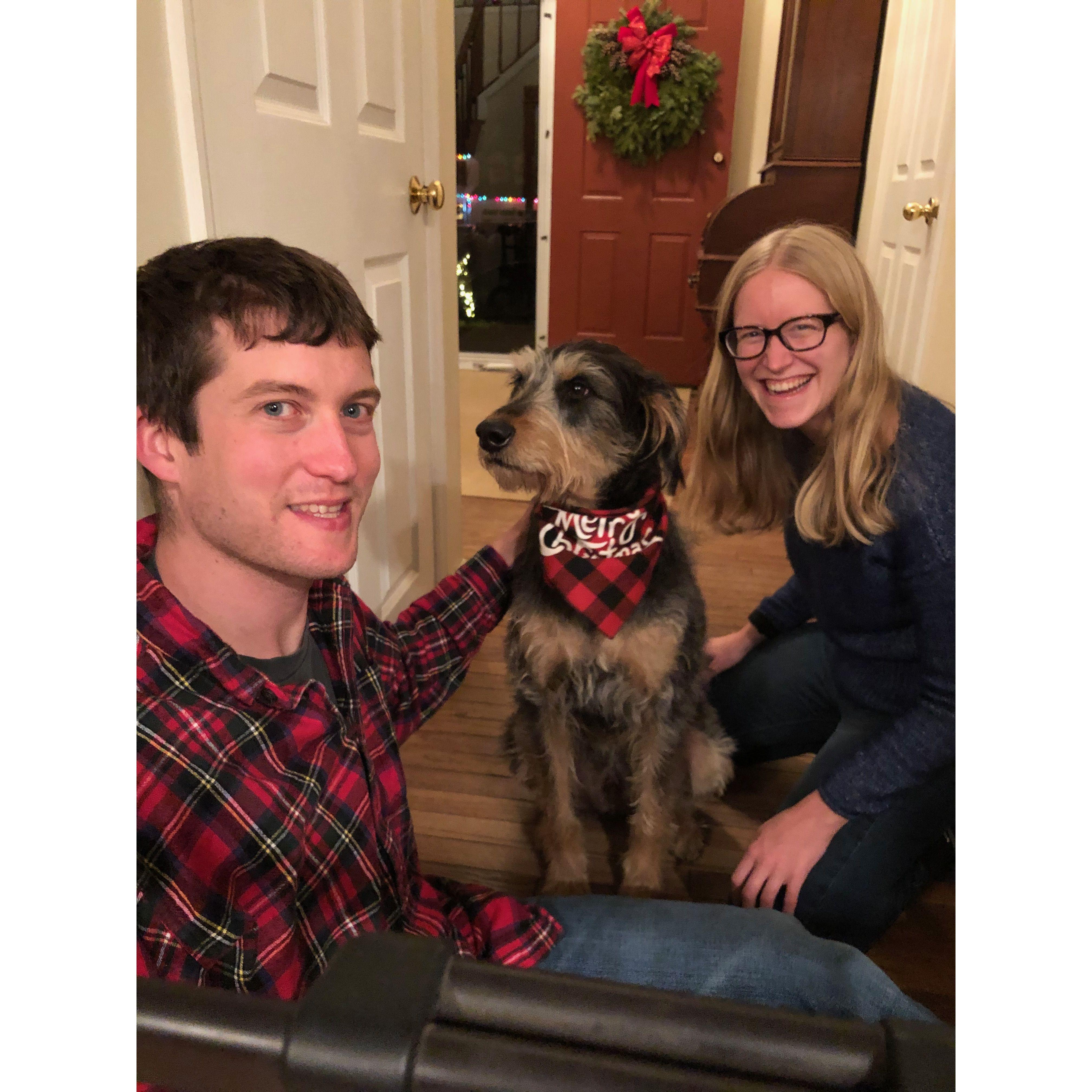 We celebrated our first Christmas together with JP's mom's dog, Bear