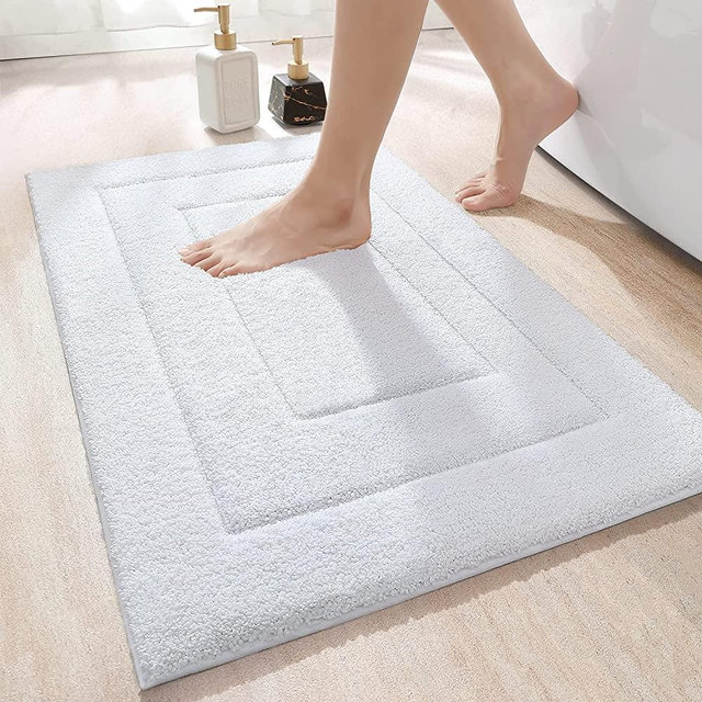 DEXI Bathroom Rug Mat, Extra Soft Absorbent Premium Bath Rug, Non-Slip Comfortable Bath Mat, Carpet for Tub, Shower, Bath Room, Machine Wash Dry, 24"x36", White