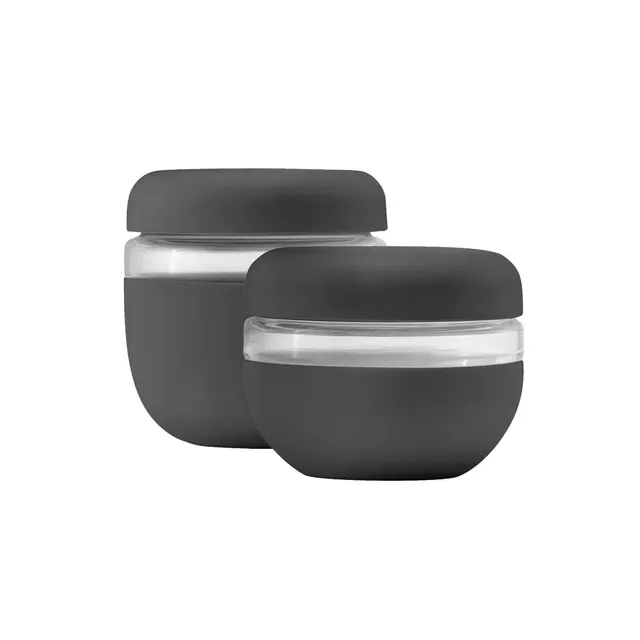 W&P Design 2pc Glass Seal Tight Bowls Charcoal