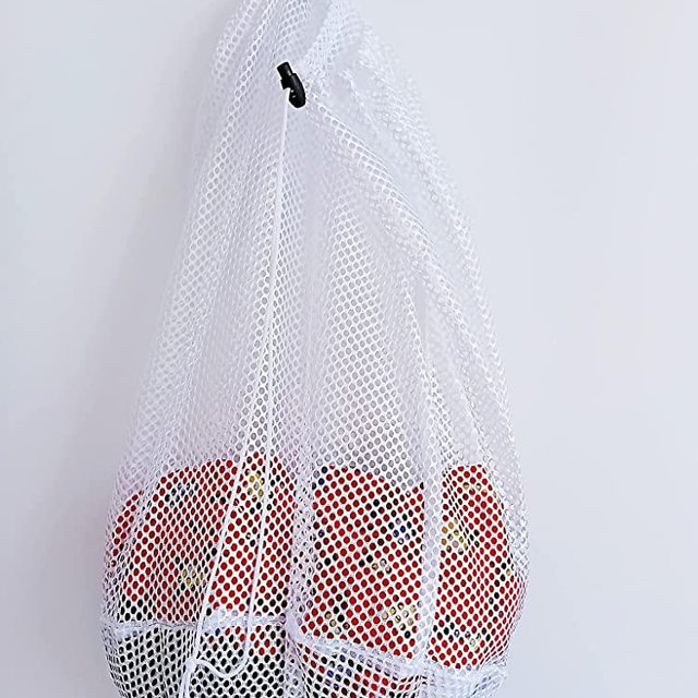Small Commercial Mesh Laundry Bags with Handle and Drawstring for Dormitory, Travelling, College ,Apartment, Camping, RV, Machine Washable, Over Door Hanging Mesh Bag ,20×17inc