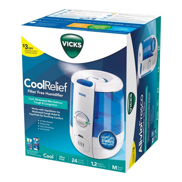 Vicks® Ultrasonic CoolRelief Filter-Free Humidifier + VapoSteam