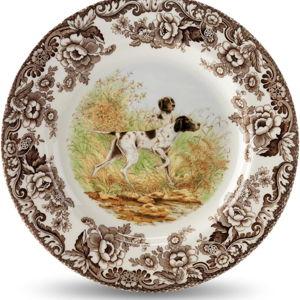 Spode Woodland 10.5" Dinner Plate, Flat Coated Pointer - Hunting Cabin Decor Dog-Themed Holiday Tableware, Fine Earthenware for Seasonal Meals - Microwave, Dishwasher, Oven Safe, Made in England
