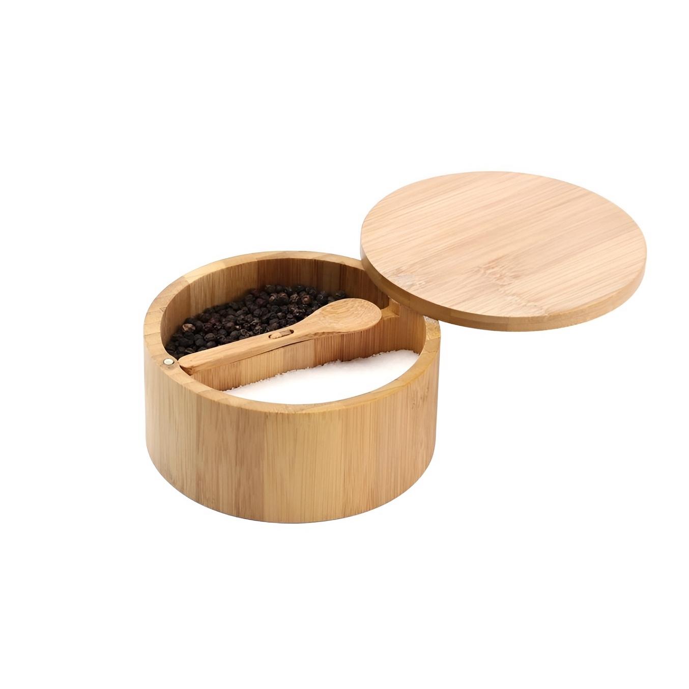 KITCHENDAO ® 5-Ounce Bamboo Salt and Pepper Cellar