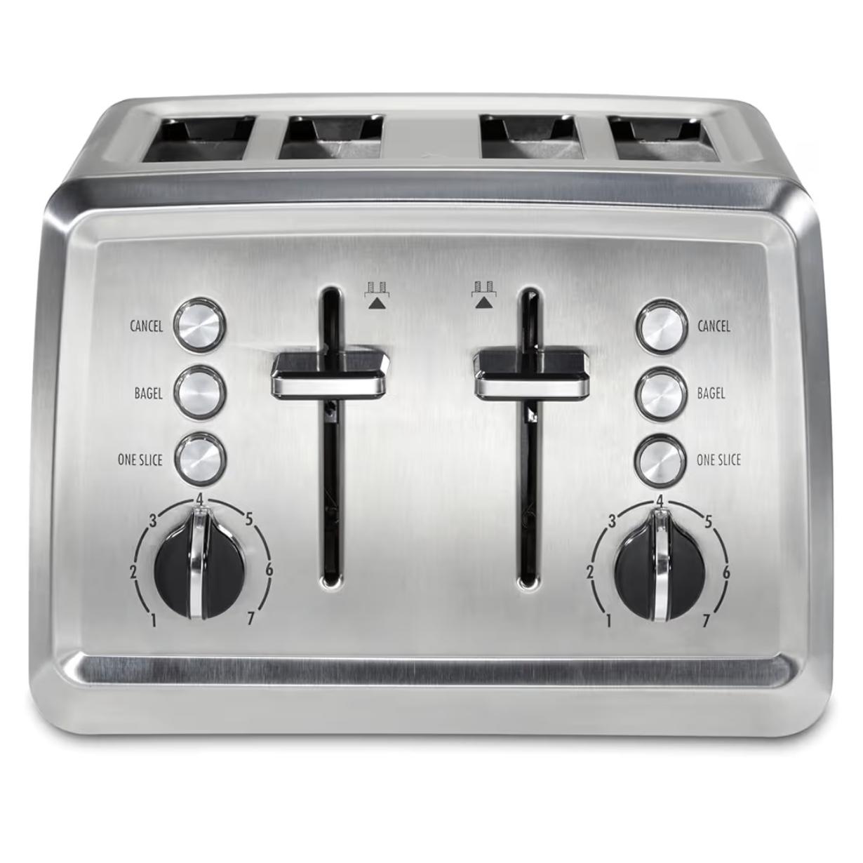 Hamilton Beach 4 Slice Toaster with Extra-Wide Slots, Bagel Setting, Toast Boost, Slide-Out Crumb Tray, Auto-Shutoff & Cancel Button, Stainless Steel (24798)