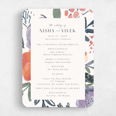 Beige Rounded Wedding Program - Colletta