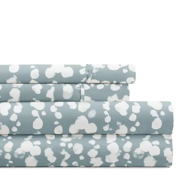Soft Lines Patterned Stripe Ultra-Soft 4 Piece Bed Sheet Set - Becky Cameron, Cloud Burst Cloud Blue, Queen