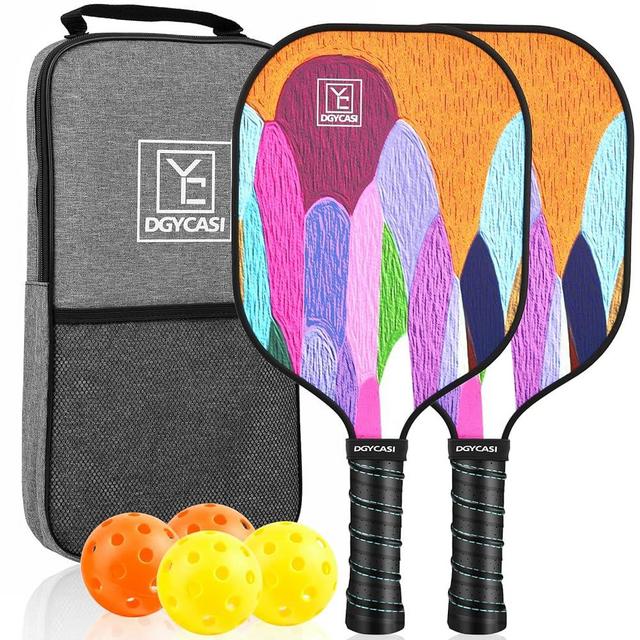 Pickleball Paddles Set of 2, 2024 USAPA Approved, Carbon Fiber Surface (CHS), Polypropylene Honeycomb Core, Anti-Slip Sweat-Absorbing Grip, 4 Pickleball, Portable Carry Bag