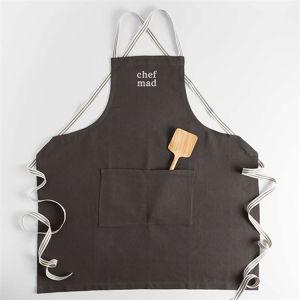 Oslo Cross-Back Green Linen-Organic Cotton Apron with Pocket + Reviews | Crate & Barrel