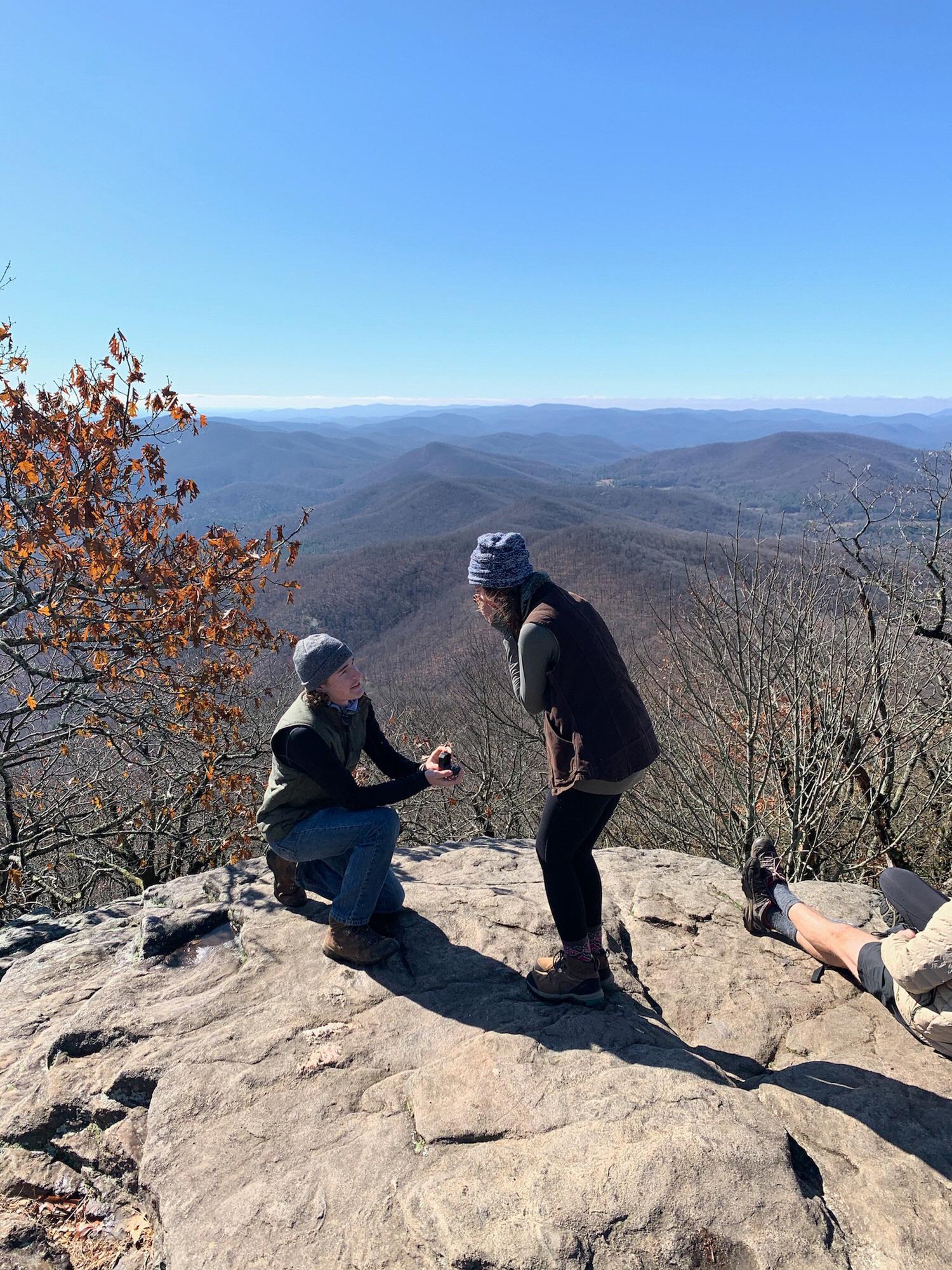 IT’S HAPPENING!!!! Our first date was hiking to Blood Mountain and enjoying a cup of peppermint tea in 14 degree weather at this very spot.