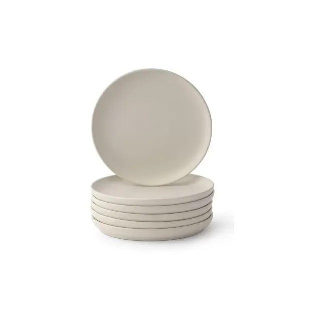 JoyJolt Mesa 6-Piece Stoneware Salad Plates Set – 8” – Matte Linen