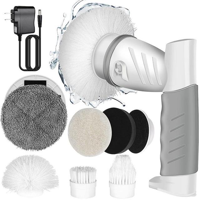LEKISHE Electric Spin Scrubber Cleaning Brush with 6 Replaceable Brush Heads Portable Handheld Scrubber for Bathroom, Kitchen, Wall, Dish, Tile, Tub, Floor