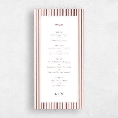 Linen, Red Wedding Menu - Rodez