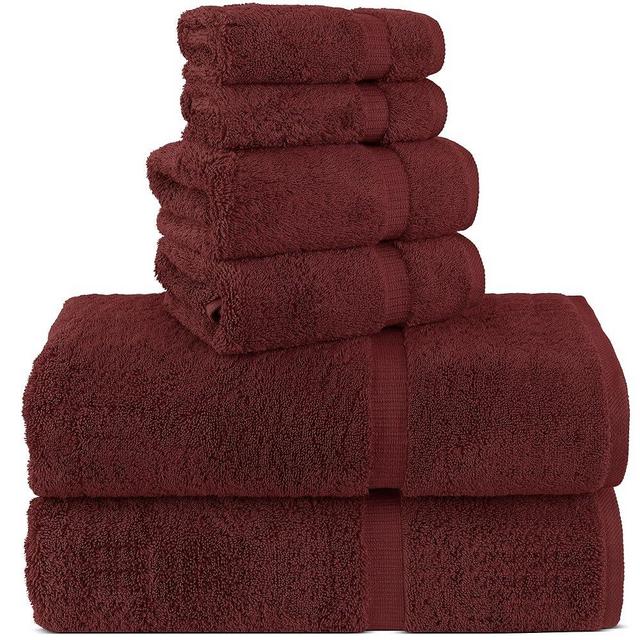 Chakir Turkish Linens 100% Cotton Premium Turkish Towels for Bathroom | 2 Bath Towels - 2 Hand Towels, 2 Washcloths (6-Piece Towel Set, Cranberry)