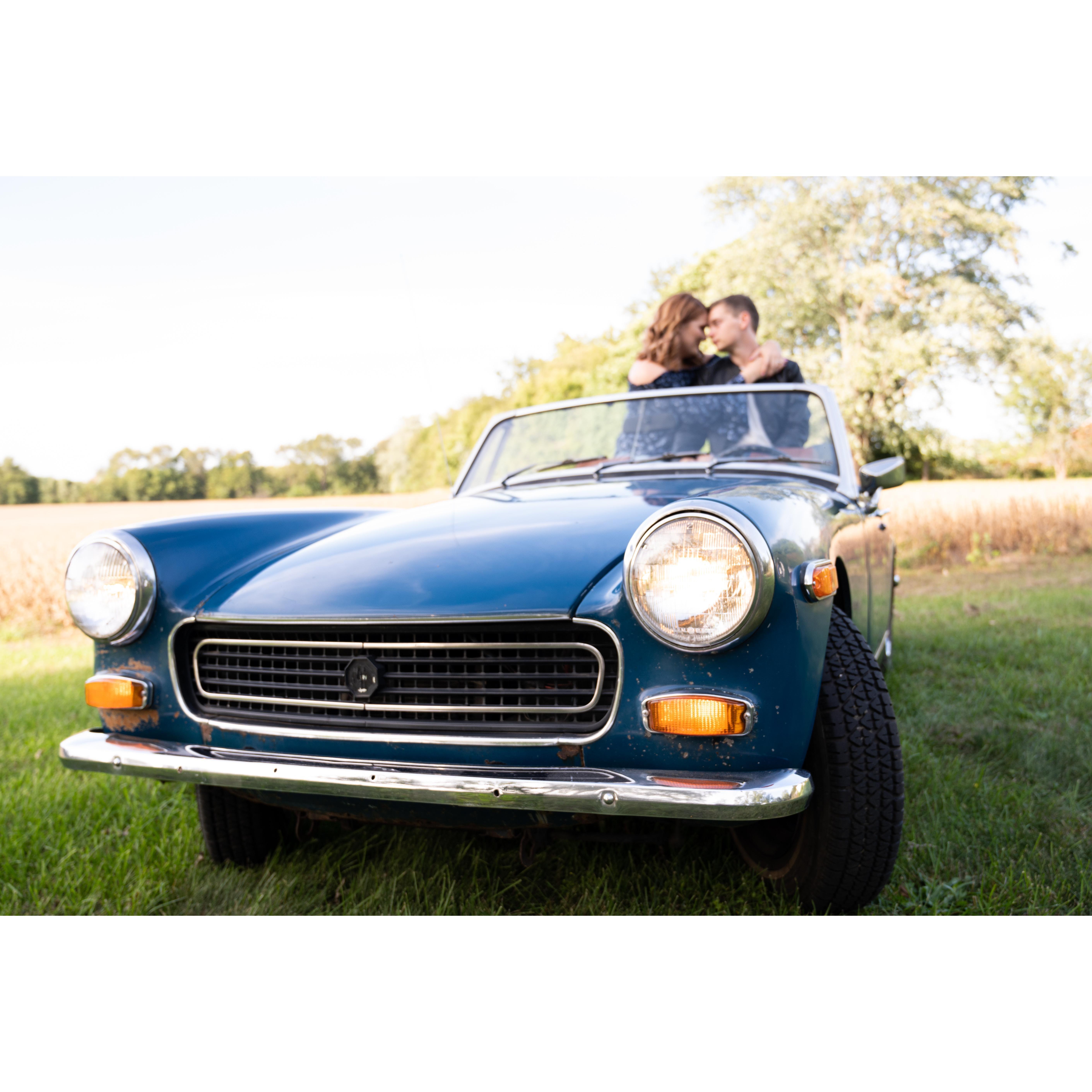 Our engagement shoot, Garrett's AWESOME 74' MG Midget!