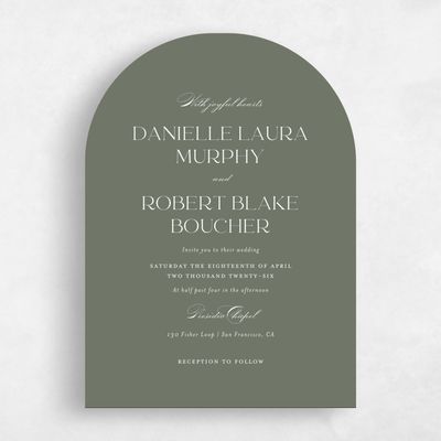 Green Arch Wedding Invitation - Hilltone Portrait