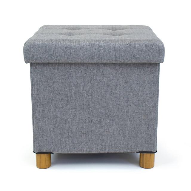Foldable Storage Ottoman with Reversible Tray Cover Gray - Humble Crew