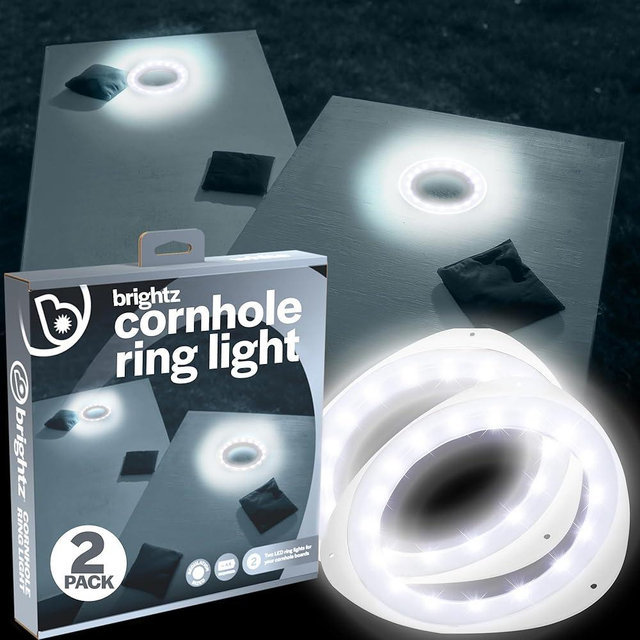Brightz LED Cornhole Board Ring Lights, 2-Pack - 48-Hour Battery Life - Illuminate Your Game with Dazzling Glows and Ultimate Style for Non-Stop Evening Fun and Excitement (Includes Hole Lights Only)