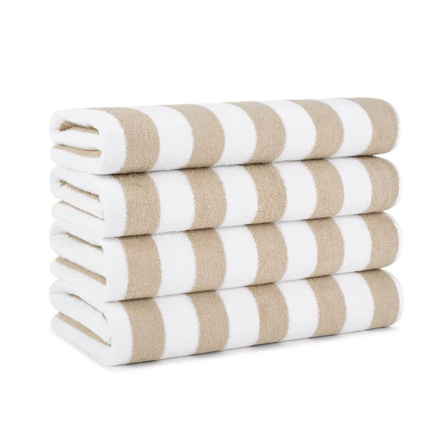 California Cabana Beach Towel (4 Pack, 30x70 in.), Striped, Soft Ringspun Cotton, Oversized Cabana Pool Towel