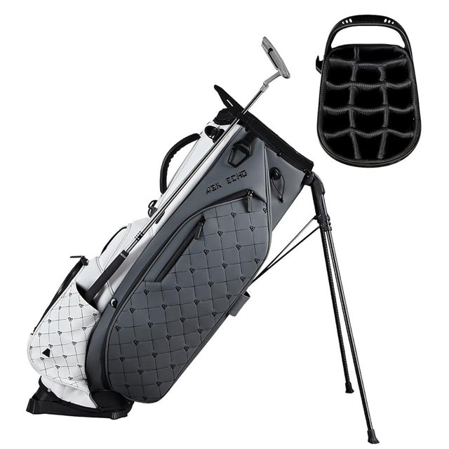 ASK ECHO Golf Prestige-14 Way Full Length Hybrid Stand Bag – Premium Leather, External Putter Clip