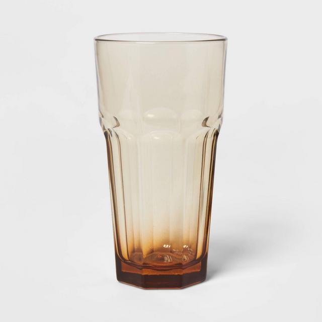 16oz Glass Tremont Tall Faceted Tumbler Brown - Threshold™