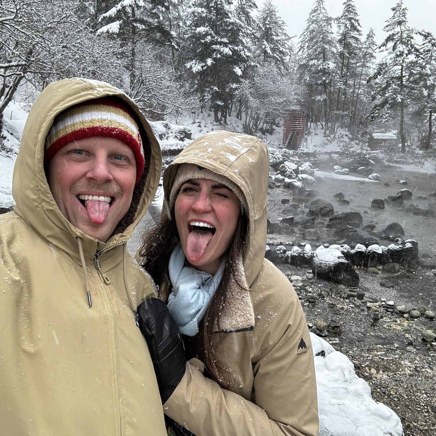 2nd trip to Japan together. Sainokawara Park in Kusatsu