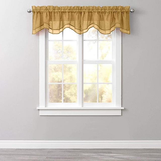 BrylaneHome Sheer Voile Layered Valance, Gold