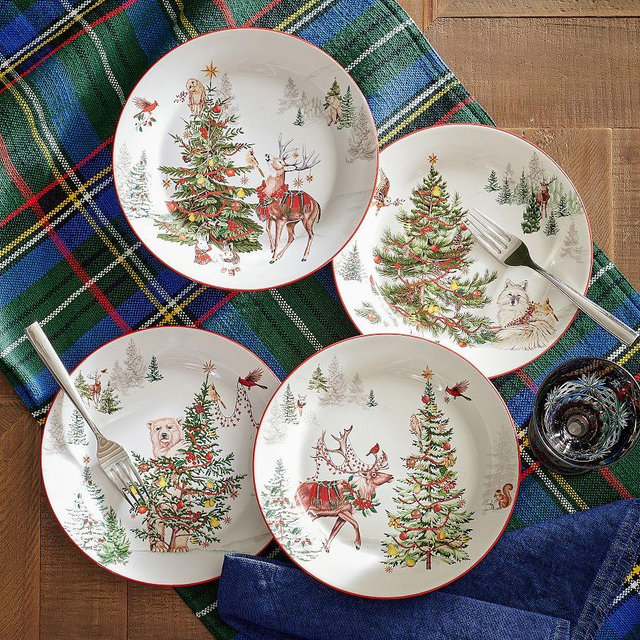 Enchanted Forest Salad Plates - Mixed Set of 4