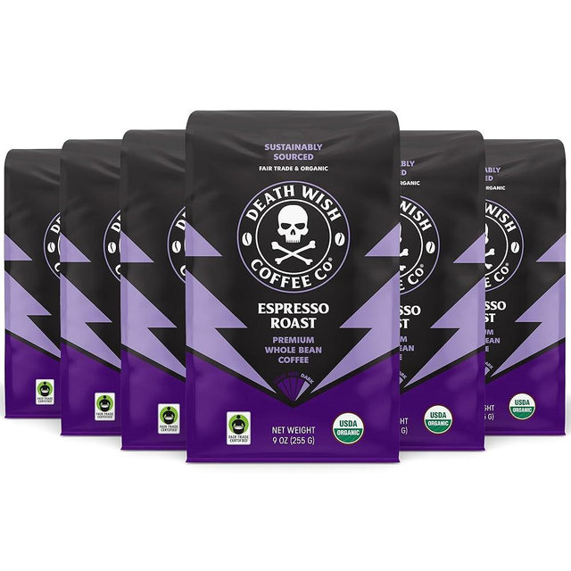 Death Wish Coffee, Espresso Roast Whole Bean (9 oz, 6 pack)